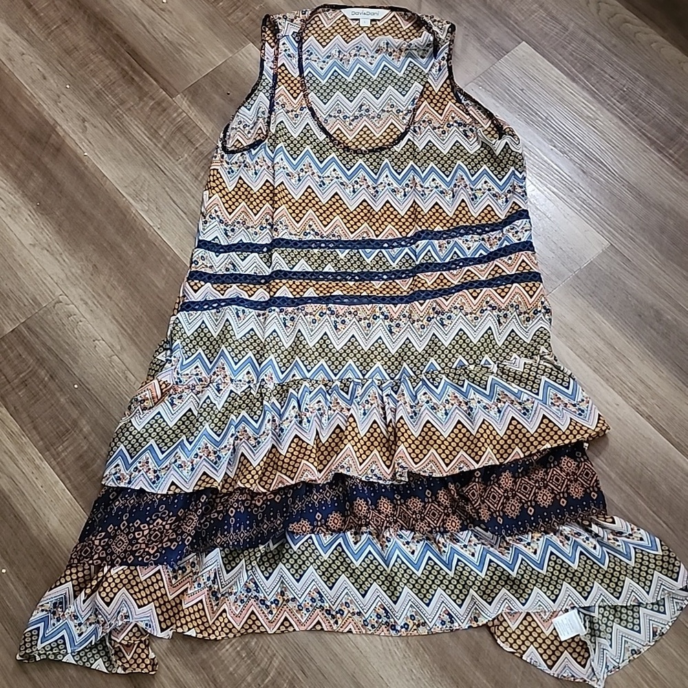 Davi & Dani Boho High Low Ruffle Sundress Asymmetrical Coastal Chic - Picture 6 of 9